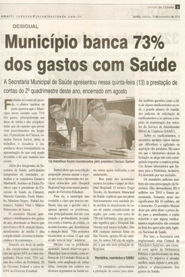 JC - 15/11/14 - pg 3 - Município banca 63% dos gastos com saúde -
