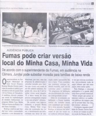 JC - 16/05/14 - pg 3 - Fumas pode criar versão local do Minha Casa Minha Vida -