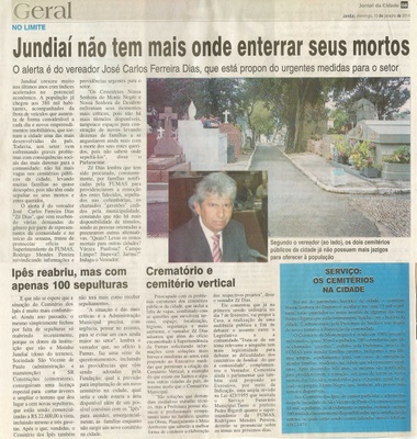 JC - 19/01/14 - pg 8 - Geral - Jundiaí não tem mais onde enterrar seus mortos -