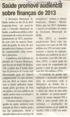 JC - 20/04/14 - pg 2 - Saúde promove audiência sobre finanças de 2013 -