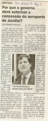 JC - 21/01/14 - pg 2 - Por que o governo deve autorizar a concessão do aeroporto de Jundiaí? -