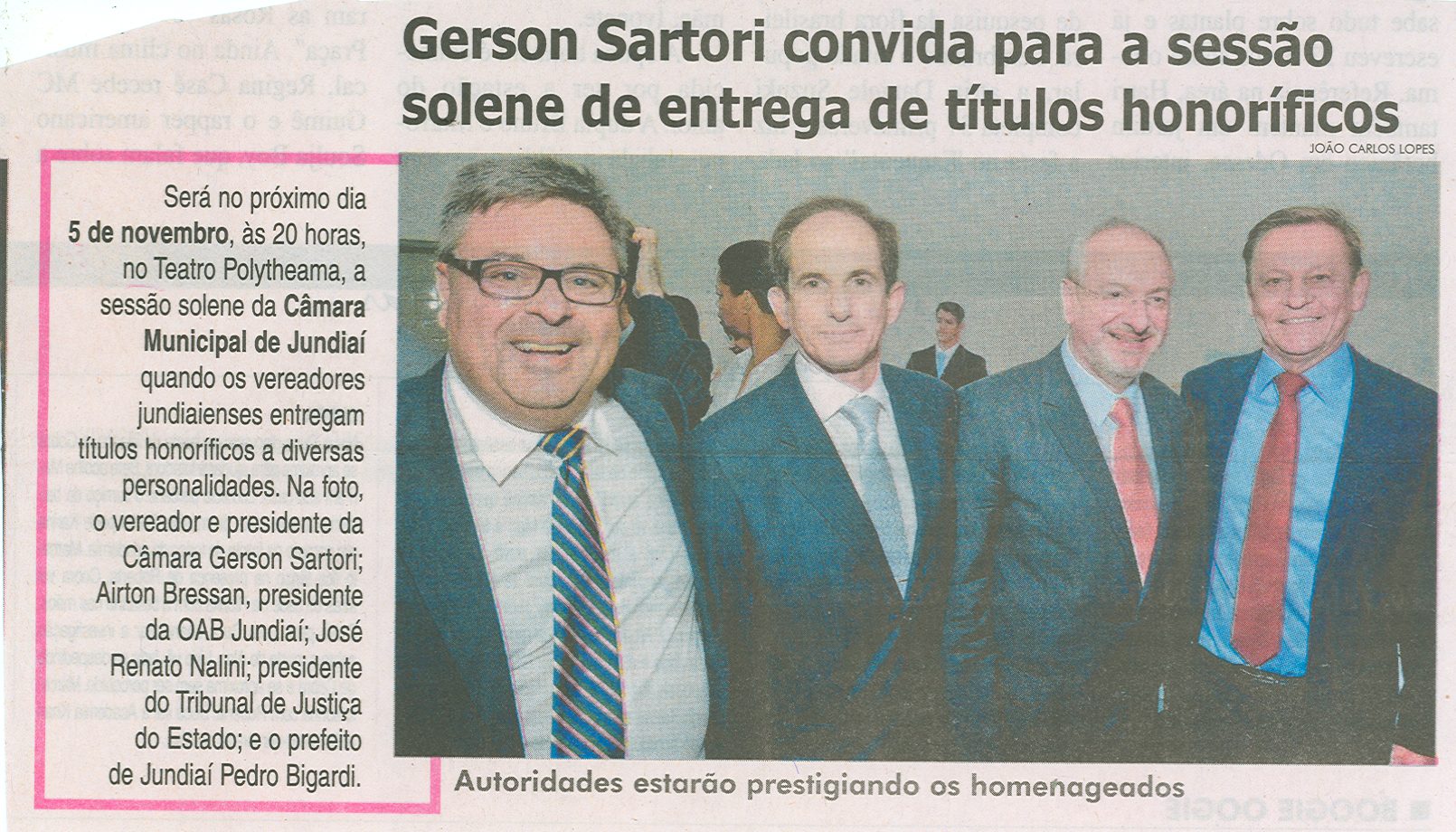 JC - 21/09/14 - pág. 12 - JCL - Gerson Sartori convida para a sessão solene de entrega de títulos honoríficos.
