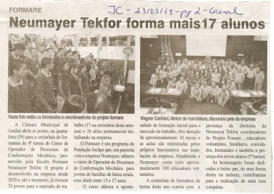 JC - 23/03/14 - pg 2 - Neumayer Tekfor forma mais 17 alunos - 