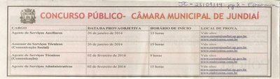 JC - 25/01/14 - pg 8 - Economia - Concurso Público Câmara Municipal de Jundiaí