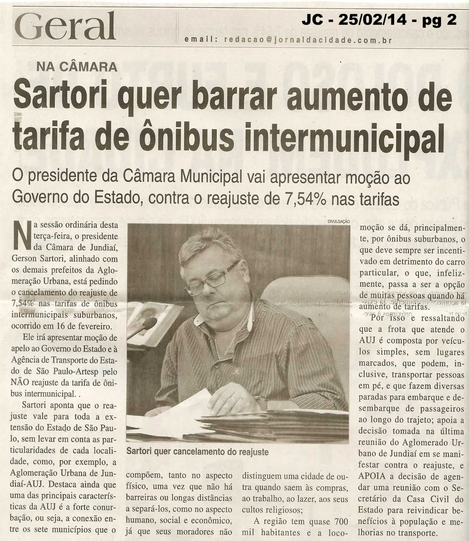JC - 25/02/14 - pg 2 - Geral - Sartori quer barrar aumento de tarifa de ônibus intermunicipal - 