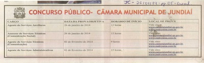 JC - 26/01/14 - pg 5 - Geral - Concurso Público Câmara Municipal de Jundiaí
