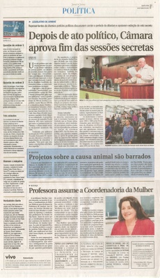 JJ - 02/04/14 - pg 3 - Política - Depois de ato público, Câmara aprova fim das sessões secretas - Projeto sobre a causa animal são barrados - 