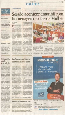 JJ - 04/03/14 - pg 3 - Política - Sessão acontece amanhã com homenagem ao dia da mulher - 