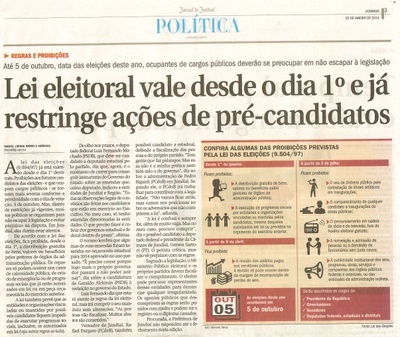 JJ - 05/01/2014 - pag 3 - Política - domingo - Lei eleitoral vale desde o dia 1º e já restringe ações de pré-candidatos 