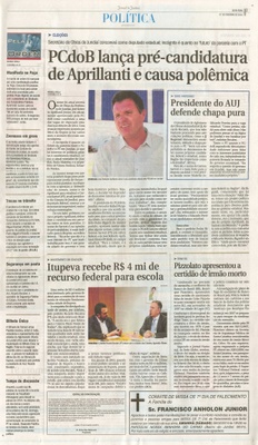 JJ - 07/02/14 - pg 3 - Política - PC do B lança pré-candidatura de aprillanti e caua polêmica -