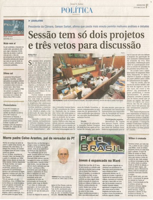 JJ - 07/04/14 - pg 3 - Política - Sessão tem só dois projetos e três vetos para discussão - 