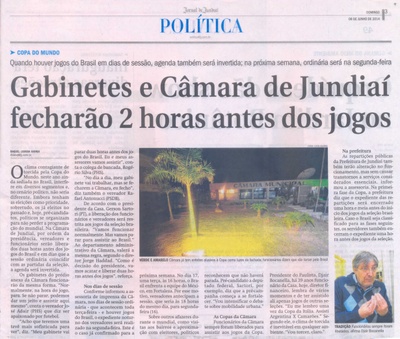 JJ - 08/06/14 - pg 3 - Política - Gabinetes e Câmara de Jundiaí fecharão 2 horas antes do jogo -