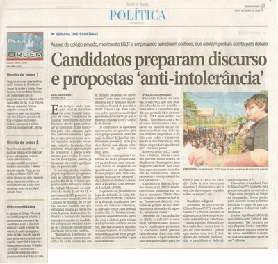 JJ - 08/09/14 - pág. 03 - Política - Pela Ordem - Candidatos preparam discurso e propostas 'anti-intolerância'.