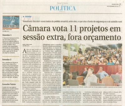 JJ - 08/12/14 - pg 3 - Política - Câmara vota 11 projetos em sessão extra, fora orçamento - 