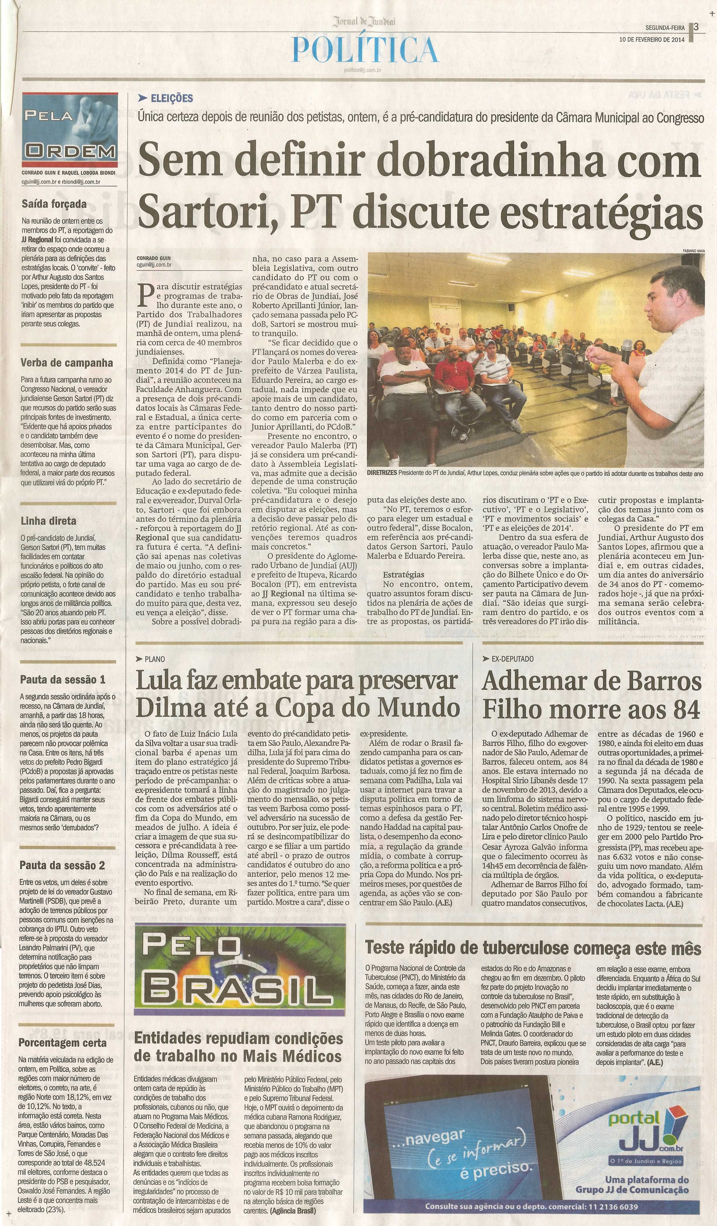 JJ - 10/02/14 - pg 3 - Política - Sem definir dobradinha com Sartori, PT discute estratégias - 