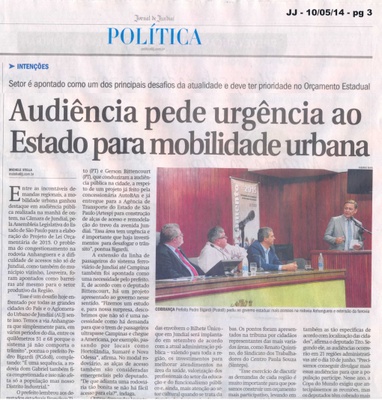 JJ - 10/05/14 - pg 3 - Política - Audiência pede urgência ao Estado para mobilidade urbana -
