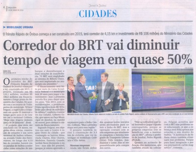 JJ - 10/06/14 - pg 4 - Cidades - Corredor do BRT vai diminuir tempo de viagem em quase 50% -