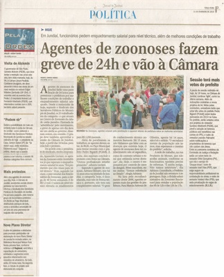 JJ - 11/02/14 - pg 3 - Política - Agentes de zoonoses fazem greve e vão à Câmara - Sessão terá mais vetos do prefeito -