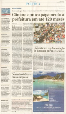 JJ - 12/11/14 - pg 3 - Política - Câmara aprova pagamento à prefeitura em até 120 meses - GMs cobram regulamentação de jornada durante sessão - 