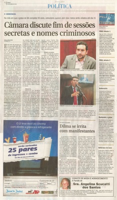 JJ - 15/03/14 - pg 3 - Política - Câmara discute fim de sessões secretas e nomes criminosos -