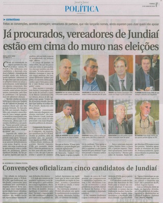 JJ - 15/06/14 - pg 3 - Política - Já procurados, vereadores de Jundiaí estão em cima do muro nas eleições - 
