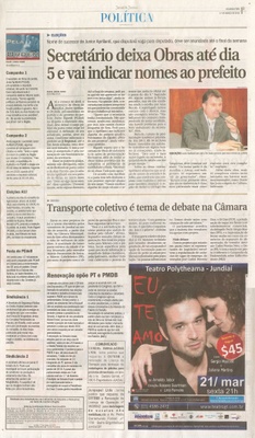 JJ - 17/03/14 - pg 3 - Política - Secretário deixa Obras até dia 5 e vai indicar nomes ao Prefeito - 