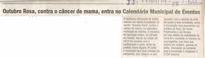 JJ - 17/04/14 - pg 4Outubro Rosa, contra o cancer de mama, entra no Calendário Municipal de Eventos - - Política - 