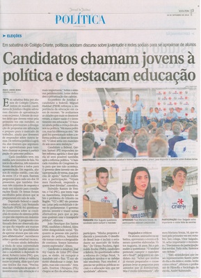 JJ - 19/09/14 - pág. 03 - Política - Candidatos chamam jovens à política e destacam educação.