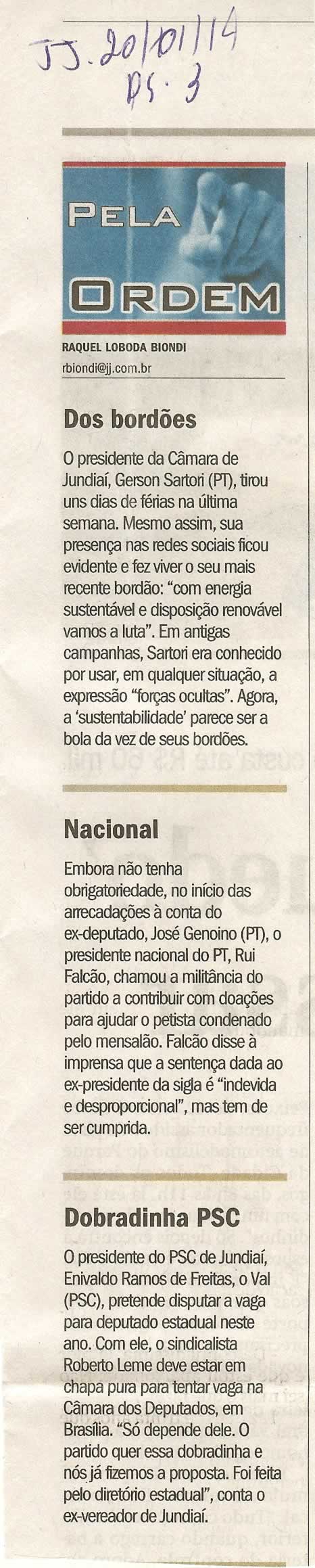JJ - 20/01/14 - pg 3 - Política - Pela ordem -