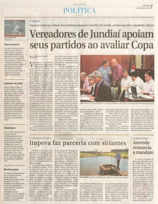 JJ - 20/02/14 - pg 3 - Política - Vereadores de Jundiaí apoiam seus partidos ao avaliar Copa - 