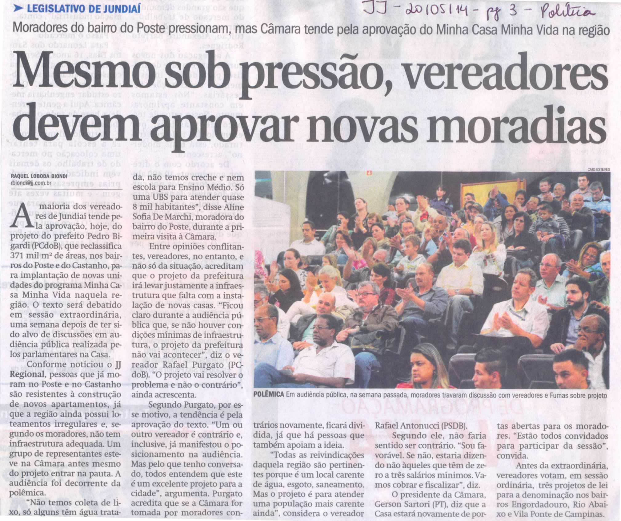 JJ - 20/05/14 - pg 3 - Política - Mesmo sob pressão, vereadores devem aprovar novas moradias -