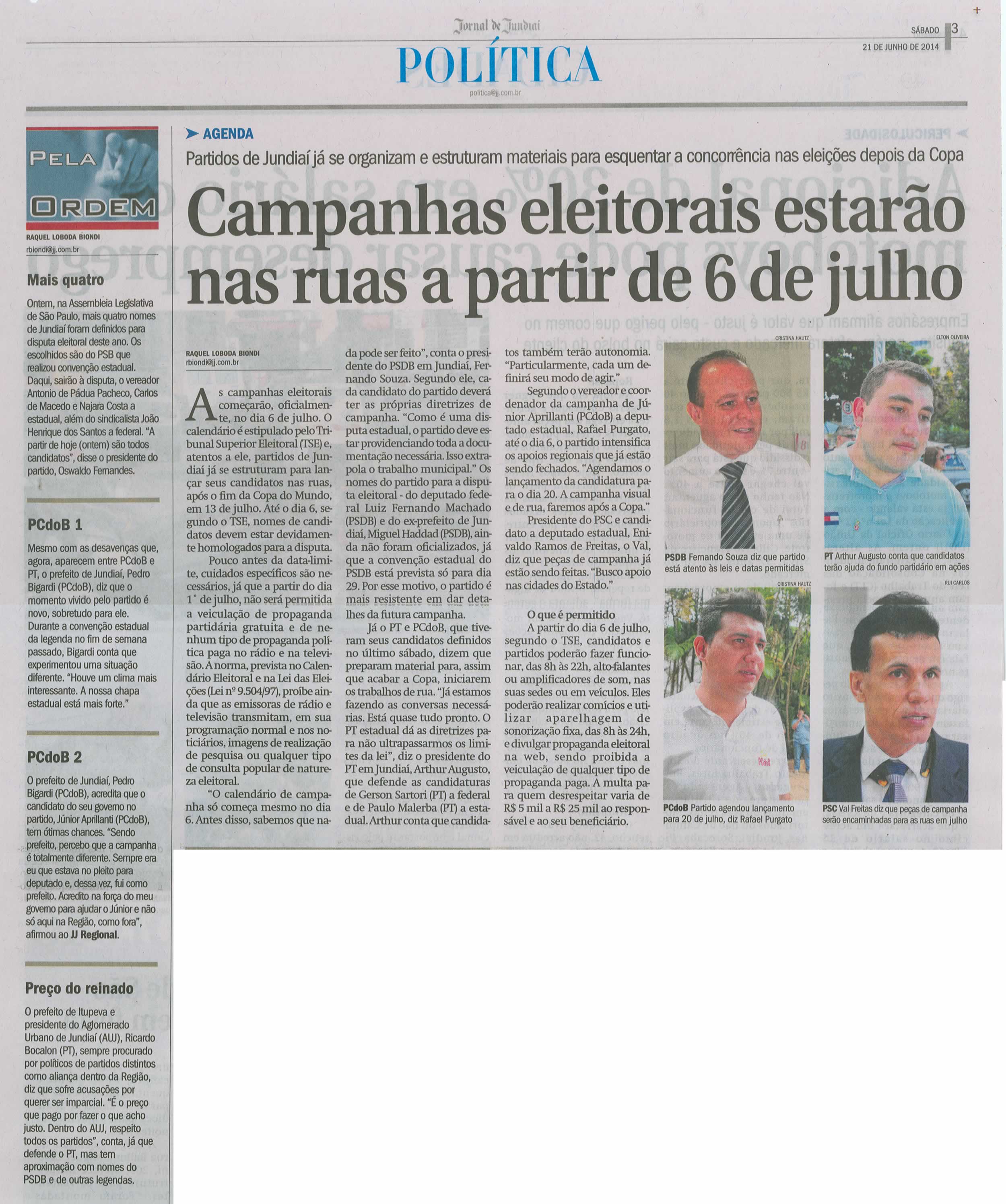 JJ - 21/06/14 - pg 3 - Política - Campanhas eleitorais estarão nas ruas a partir de 6 de julho - 