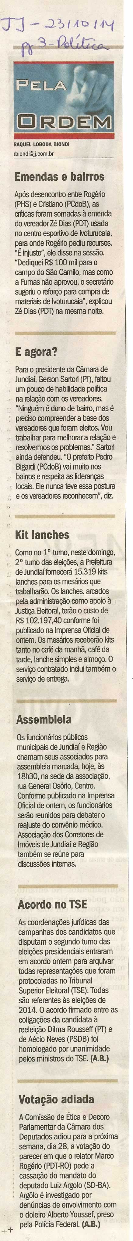 JJ - 23/10/14 - pg 3- Política - Pela ordem - 