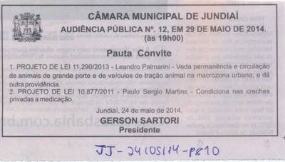 JJ - 24/05/14 - pg 10 - Audiência Pública nº 12 da Câmara Municipal de Jundiaí - 
