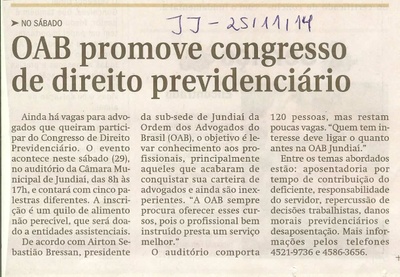 JJ - 25/11/14 - OAB promove congresso de direito previdenciário - 