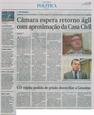 JJ - 26/06/14 - pg 3 - Política - Câmara espera retorno ágil com aproximação da casa civil -