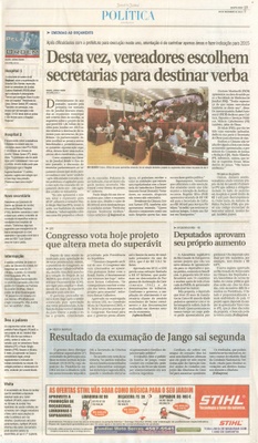 JJ - 26/11/14 - pg 3 - Política - Desta vez, vereadores escolhem secretarias para destinar verba - 