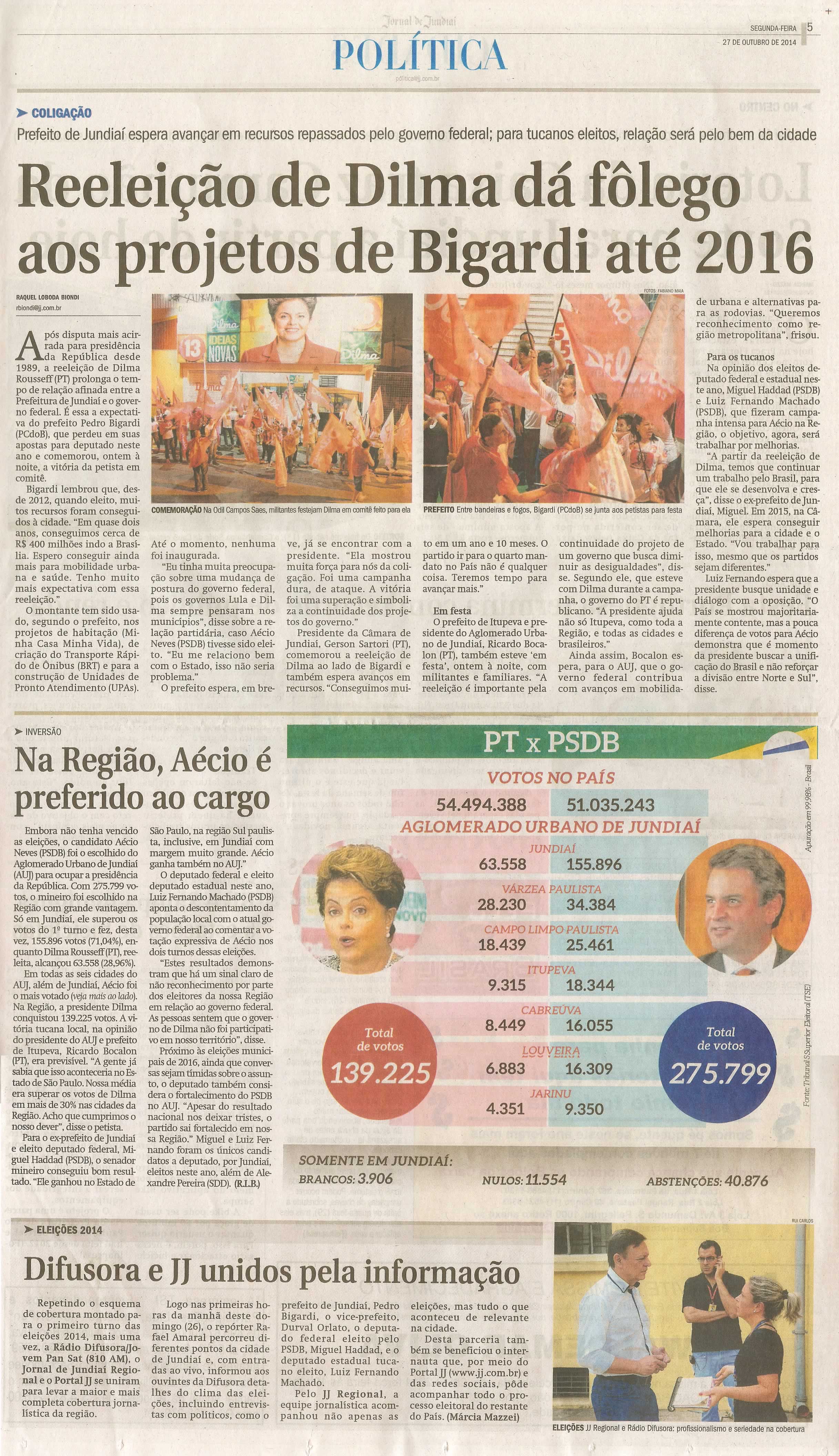 JJ - 27/10/14 - pg 3 - Política - Reeleição de Dilma dá folego aos projetos de Bigardi até 2016 -