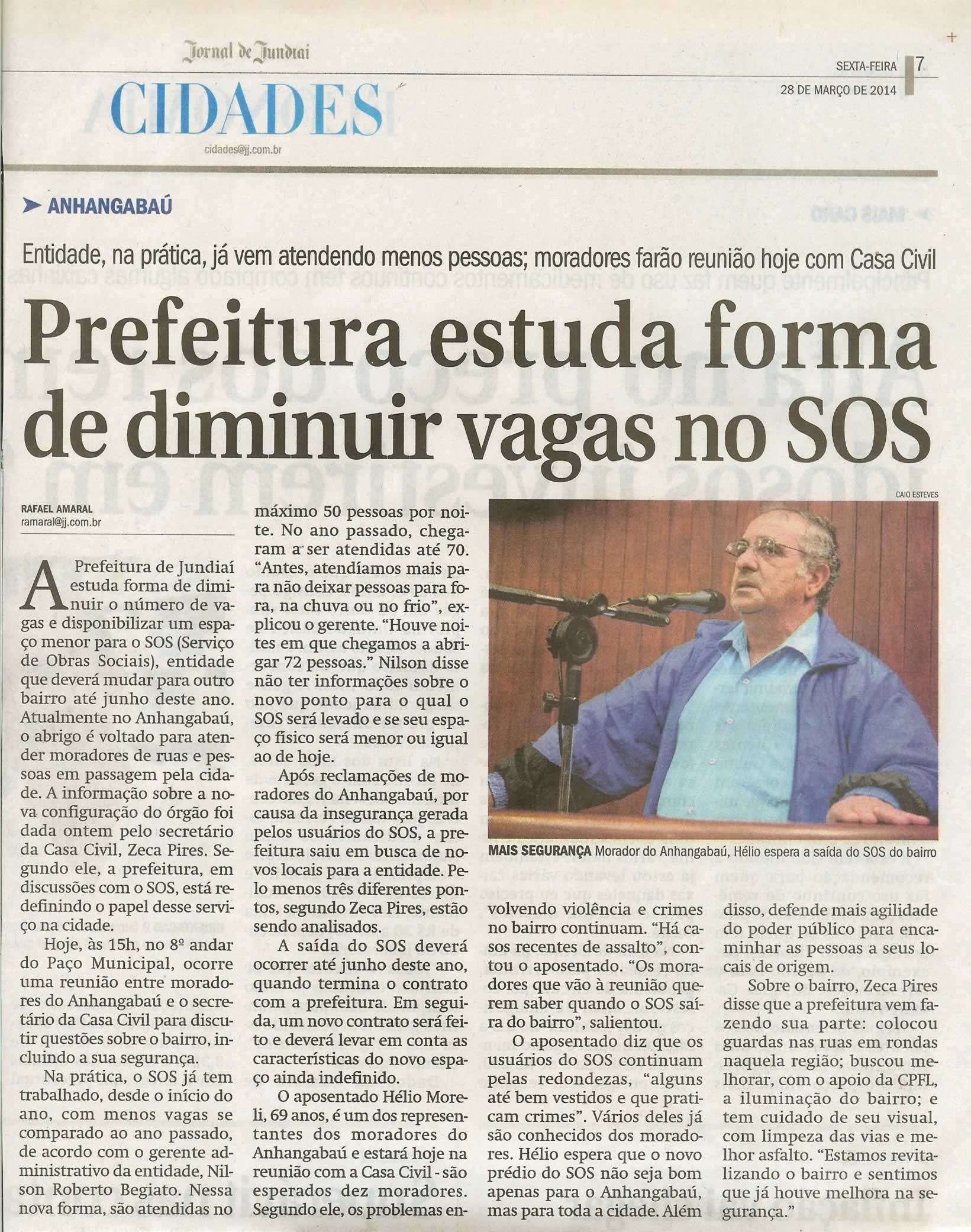 JJ - 28/03/14 - pg 27 - Cidades - Prefeitura estuda forma de diminuir vagas no SOS -