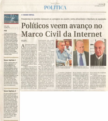 JJ - 28/03/14 - pg 3 - Política - Políticos veem avanço no marco civil da internet -