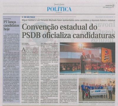 JJ - 30/06/14 - pg 3 - Política - Convenção estadual do PSDB oficializa candidaturas -