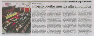 JJ - 30/06/14 - pg 3 - Política - Projeto proíbe música alta em ônibus - 