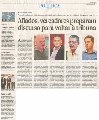 JJ - 31/01/14 - pg 3 - Política - Afiados, vereadores preparam discuros para voltar à tribuna -