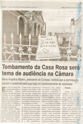 JC - 15/04/15 - pg 3 - Tombamento da casa rosa será tema de audiência na Câmara - 