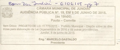 Bom Dia Jundiaí - 06/06/15 - pg 7 - audiência pública nº 19 da CMJ - 