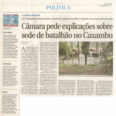 JJ - 05/11/15 - pg 3 - política - Câmara pede explicações sobre sede de batalhão no caxambu - 