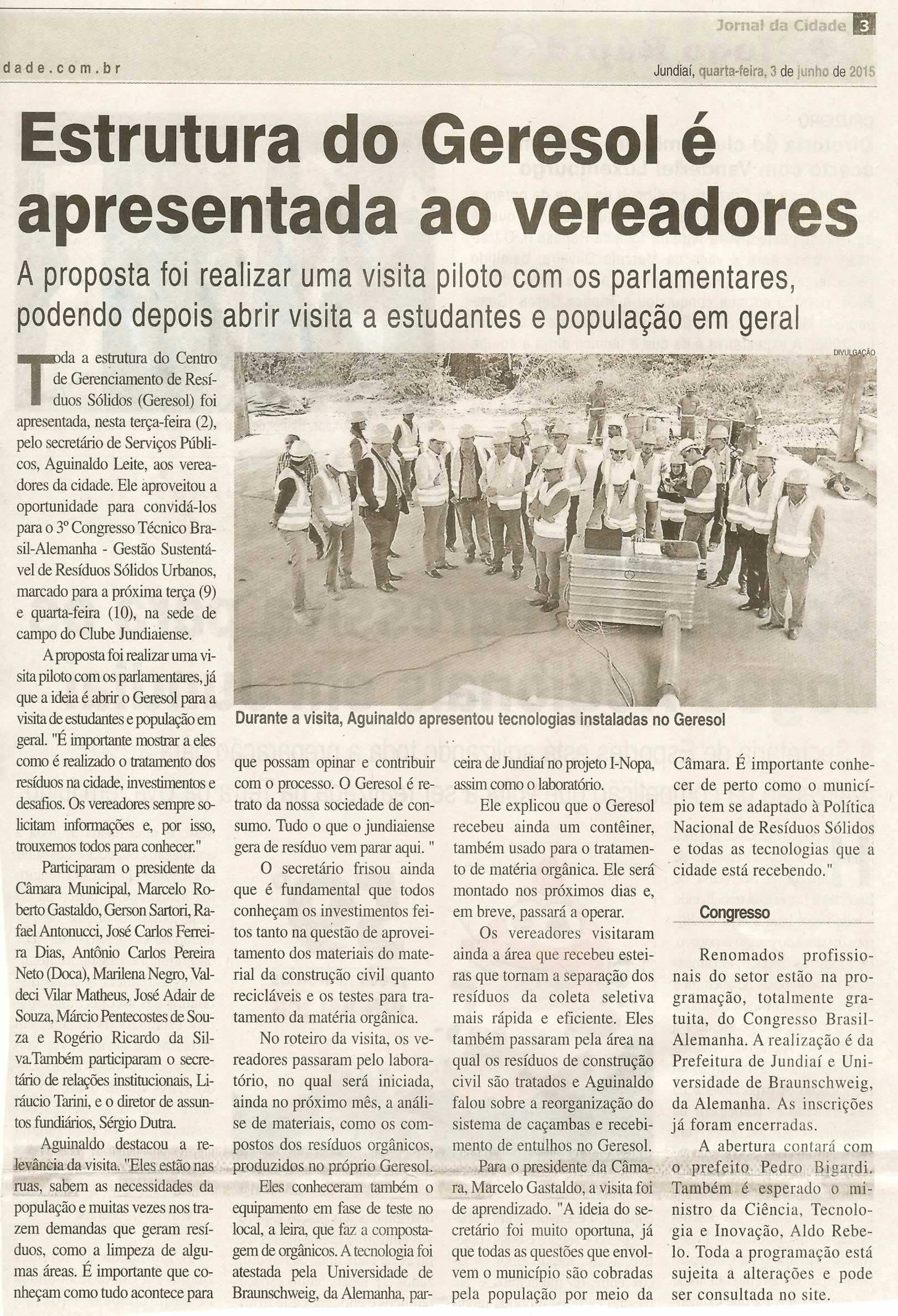 JC - 03/06/15 - pg 3 - Estrutura do Geresol é apresentada aos vereadores -
