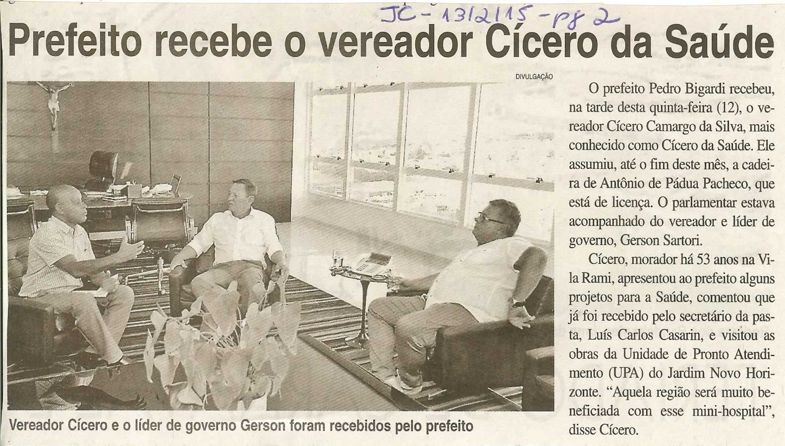 JC - 13/02/15 - pg 2 - Prefeito recebe o vereador Cícero da Saúde -