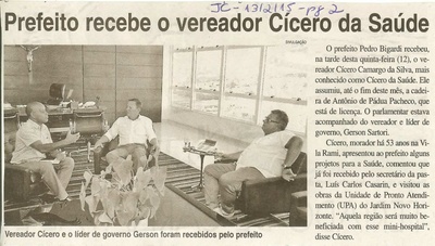 JC - 13/02/15 - pg 2 - Prefeito recebe o vereador Cícero da Saúde -