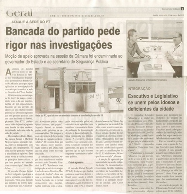 JC - 20/03/15 - pg 2 - Bancada do partido pede rigor nas investigações - Executivo e Legislativo se unem pelos idosos e deficientes da cidade -